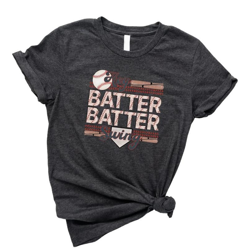 Hey Batter Swing Tee, Baseball Game Tee, Ballpark Shirt, Baseball Mom Shirt, Baseball T-Shirt, Gifts For Baseball Lovers, Short Sleeve Tee Shirt, Gift For Birthday Christmas Xmas Classic Menswear