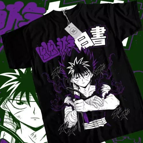 Hiei Yu Yu Hakusho T-shirt Kuwabara Kurama Yusuke Hiel Anime Manga Black Shirt