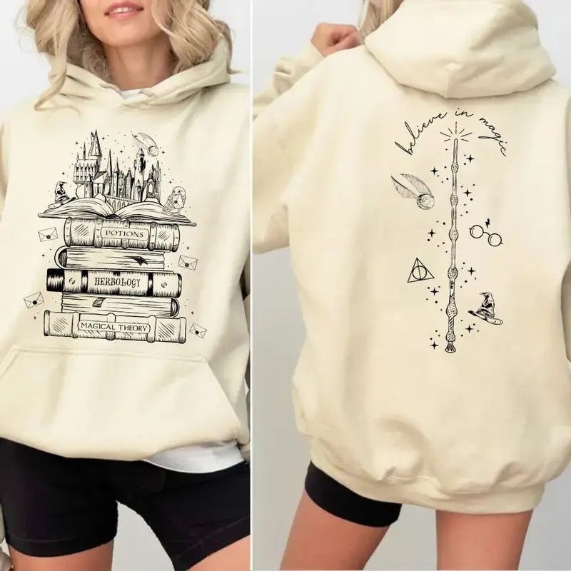 Hogwarts Castle Book Sweatshirt, Hp Sweatshirt Cotton Womenswear, Classic Fashion, Tee Print, Bookworm Bookish Book Lover, Reading Lover Pullover Tee