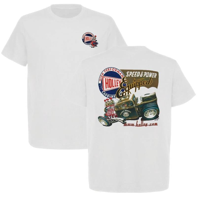 Holley Retro T-shirt Car Performance Menswear Outdoor Top, Menswear Car Parts Short Sleeve