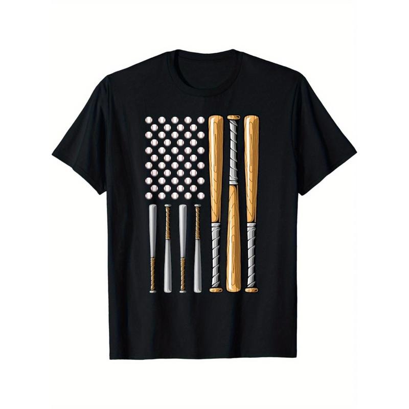 Home Run Glory Baseball American Flag Sports Funny Sayings Boy's T-shirt, Youth Tees Street Style Versatile Short Sleeve Crew Neck Top made in usa