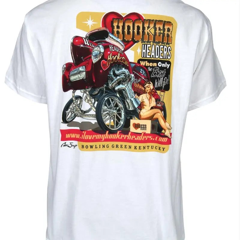 Hooker Willys Classic Car Graphic T-Shirt - Vintage Muscle Car Design, Cotton Casual Crewneck Tee graphic tees