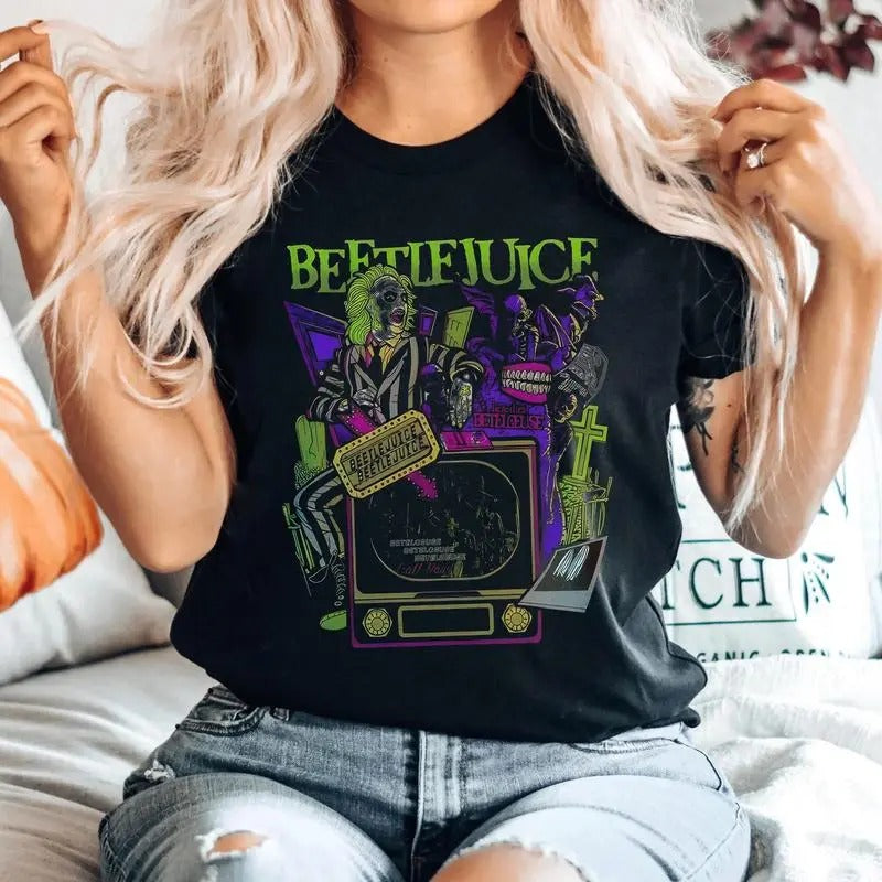 Horror Movie TShirts, Halloween Beetlejuice 1988 Movie Shirt, Beetlejuice Halloween Shirt , Horror Halloween Shirt, Retro Halloween Shirt, Halloween Sweatshirt, Sarcastic Graphic Tee, Unisex Classic Cotton Tee, For Men, For Women