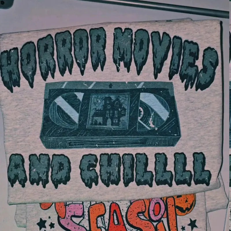 Horror Movies and Chill Halloween Graphic Tee