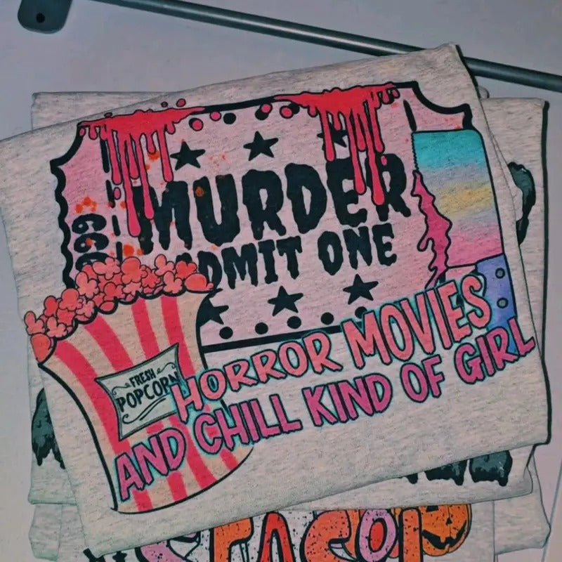 Horror moves and chill kinda girl Halloween Graphic Tee