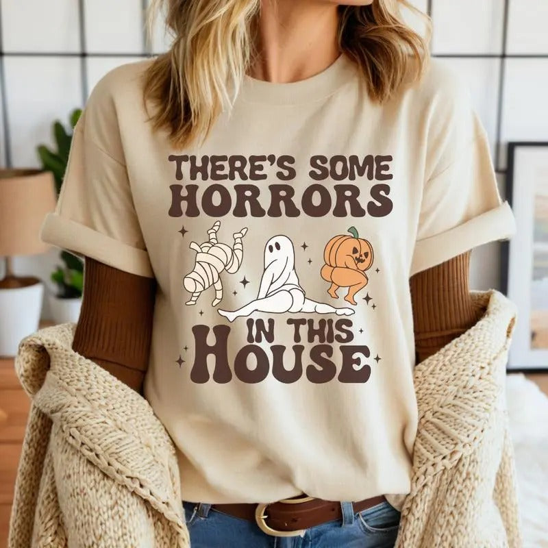 Horrors In This House Short Sleeve T Shirt - Unisex Fit - Retro Tees Gift For Women and Man Unisex T-Shirt Menswear Soft Top Underwear