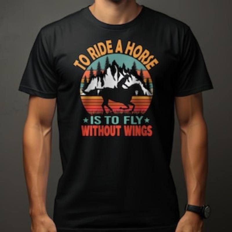 Horse Themed T-Shirt, Vintage Horse Silhouette, To Ride is To Fly Without Wings, Nature and Animal Lover Tee made in usa