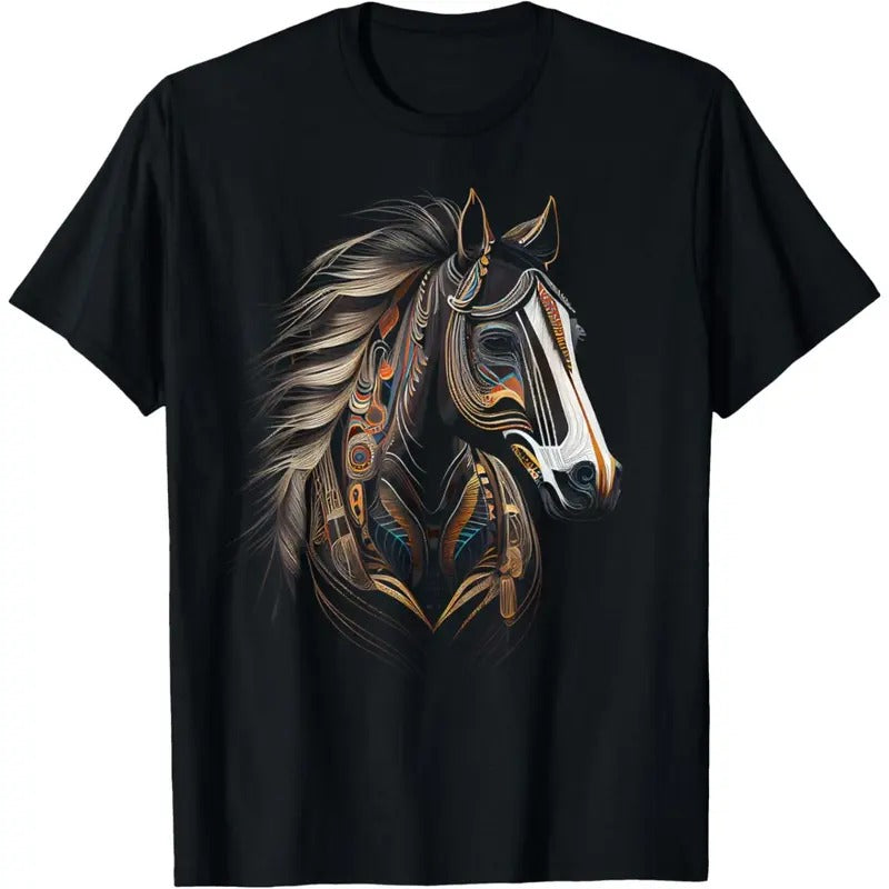 Horse Tribal Abstract Art Native American Graphic T-Shirt made in usa