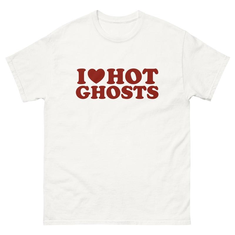 Hot Ghosts Tee, I Heart Hot, I Heart Hot Ghosts, The Terrible Dogfish, I Love Ghosts, I Love Hot Ghosts, Unisex T-Shirt, Gifts For Friends Family, Short Sleeve Tee Shirt, Gift Ideas For Her, Gifts For Birthday
