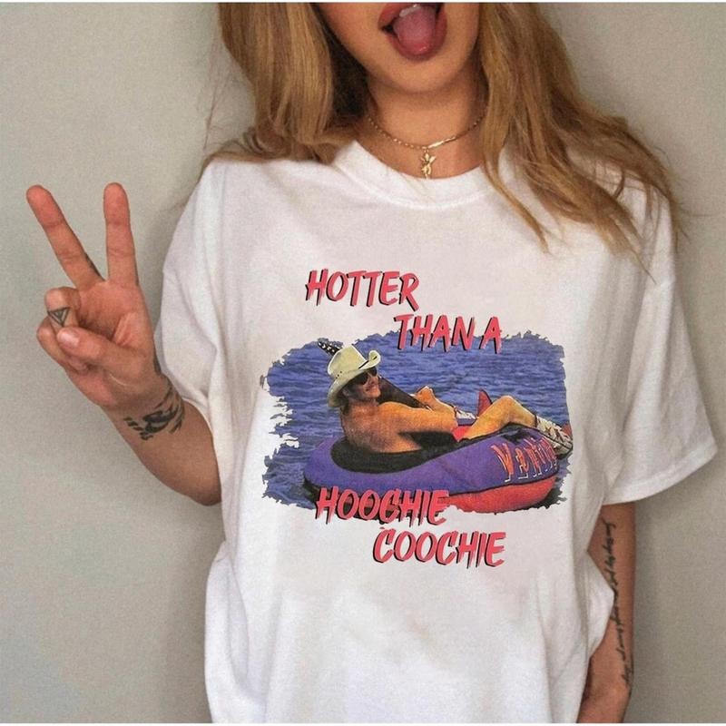 Hotter Than A Hoochie Coochie Tshirt, Womens Summer Vacation Tshirt, 90s Country Music Trendy Summer Tee, Women Concert, Gift Music Lover Shirt, Vintage teestyle{n002}2