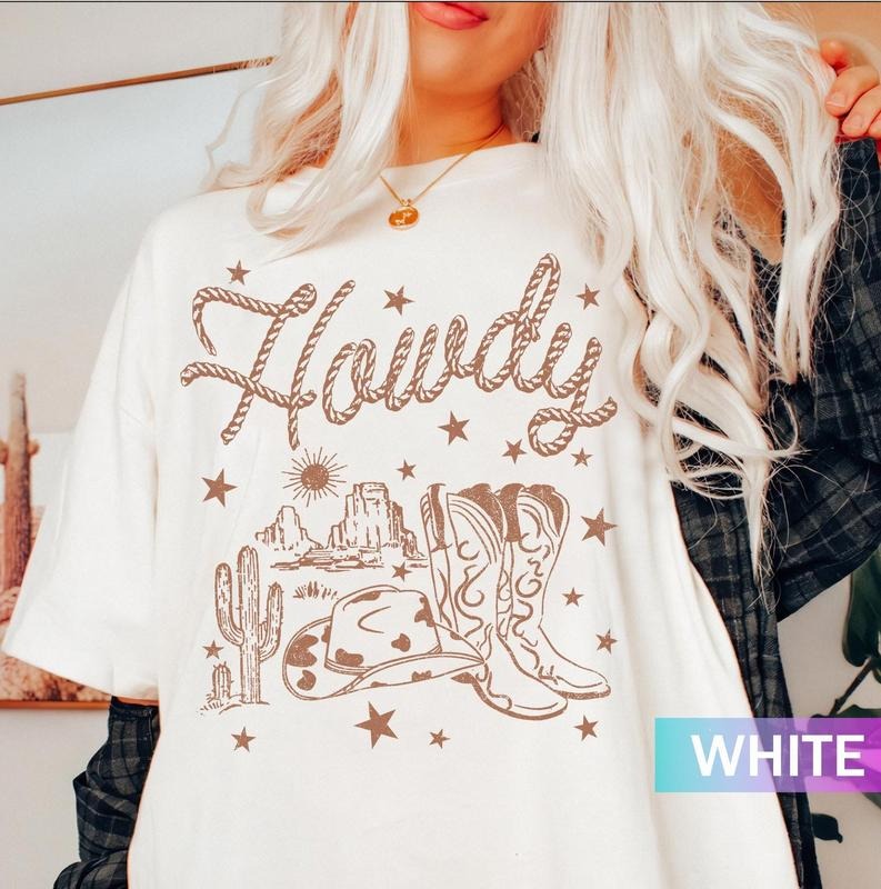 Howdy Cowgirl Shirt, Vintage Western Cowgirl Shirt, Cowgirl Boots Shirt, Country Music Shirt, Rodeo Horse Lover Cowgirl Gift, Nashville Tee Trending Funny Quote Shirt