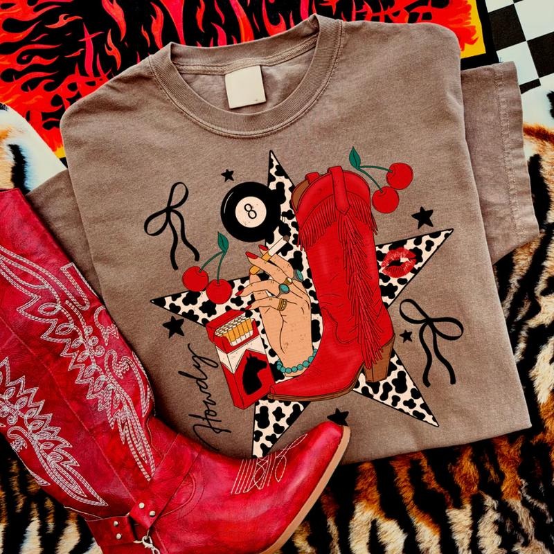 Howdy Cowgirl Star Collage shirt, vintage crewneck sweatshirts, western outfit women, cowgirl outfits, western clothing stuff tops, country concert outfits, western style clothes