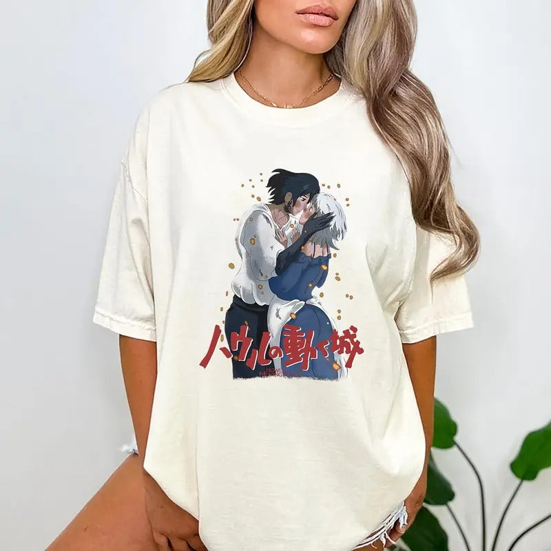 Howl and Sophie Shirt - Unisex Anime Casual Crew Neck Sweatshirt & Hoodie - Available in Multiple Colors - 100% Cotton - Regular Fit - Womenswear