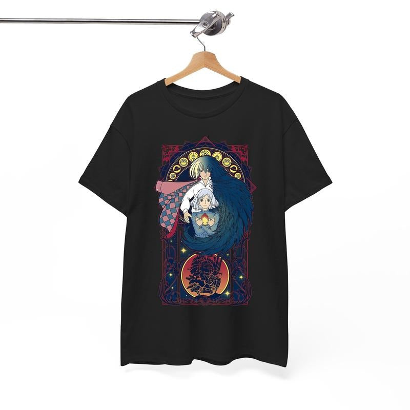 Howl and Sophie Shirt, Calcifer Shirt, Howl's Moving Castle Shirt, Miyazaki Hayao, Anime shirt