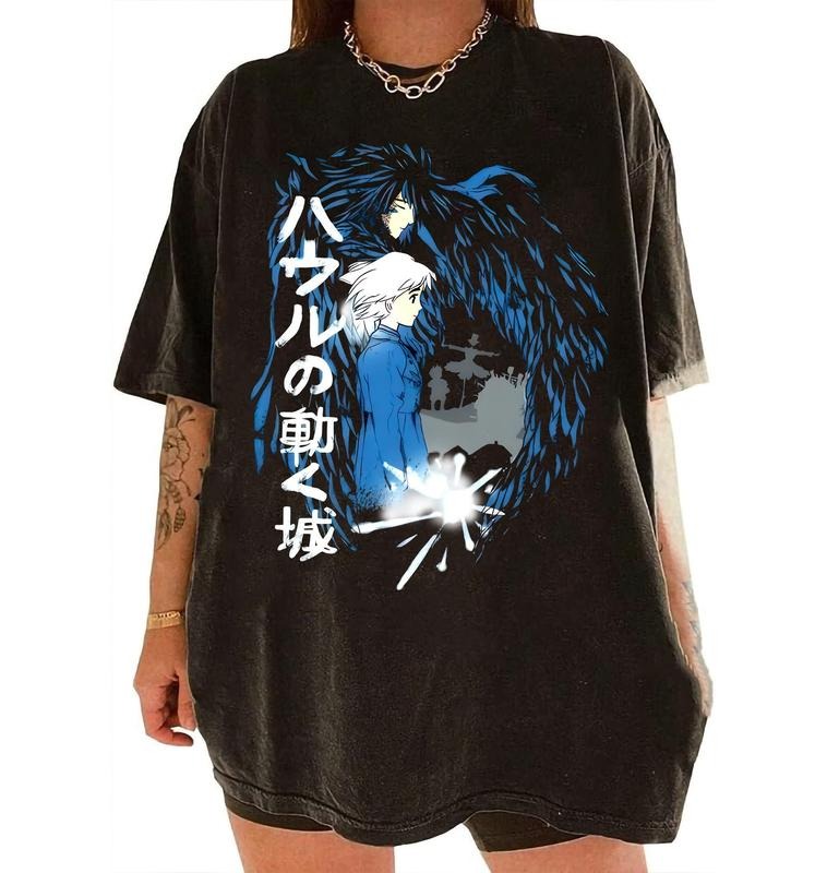 Howl's Moving Castle Shirt, Howl and Sophie Shirt, Howl Shirt, Calcifer Shirt, Hayao Miyazaki, Studio Ghibli Shirt style 02