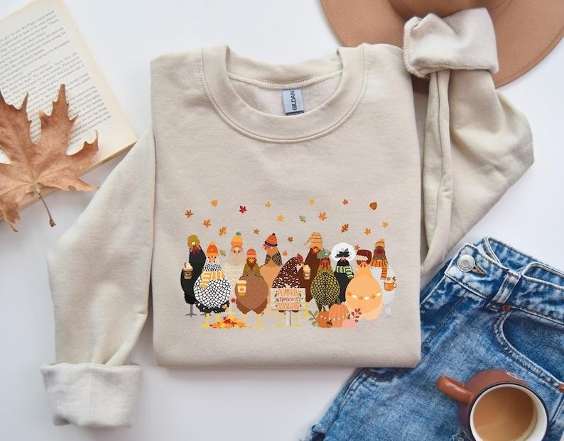 Humorous Fall Chickens Shirt, Fall Chickens Sweater, Women Fall Sweatshirt, Fall Sweater, Chicken Lover Fall Shirt, Autumn Chicken Sweater T-shirt, sweater and Hoodie