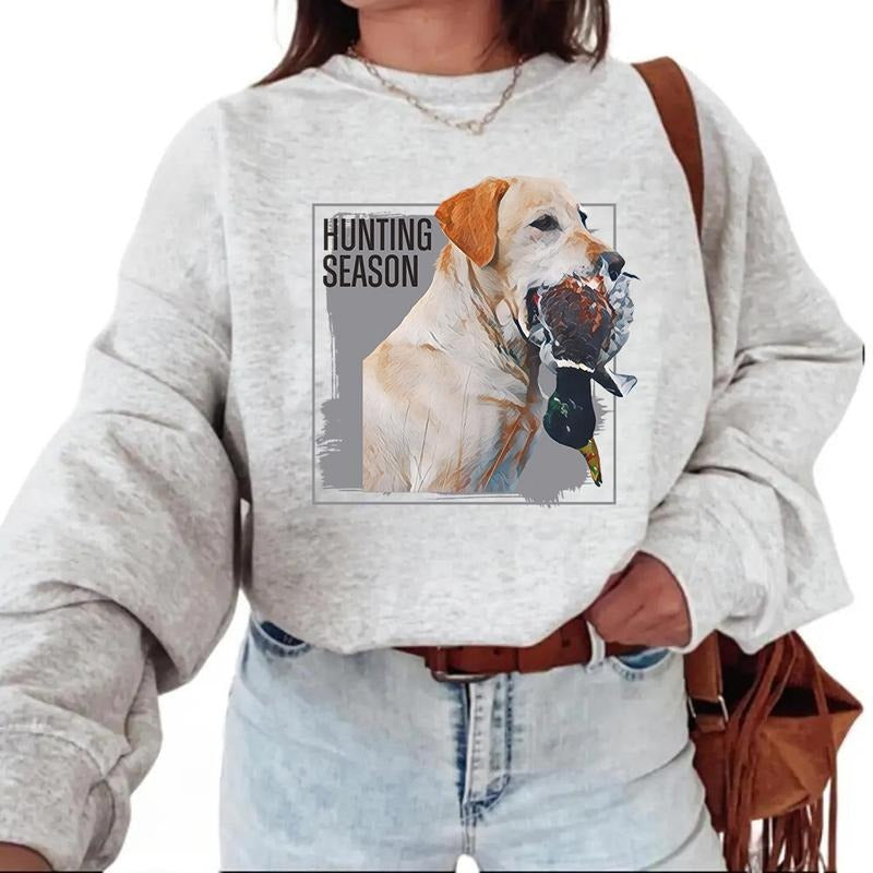 Hunting Season Sweatshirt Dog Mallard Duck T-shirt, Hoodie, Unisex Husband, Wife, Nature Animal Lover Cotton Pullover
