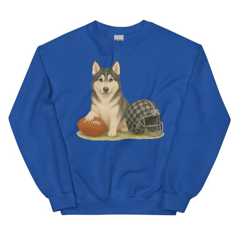 Husky Football Sweatshirt - Unisex Apparel Relaxed Fit Printed In The USA Clothing Womenswear Casual Comfort Cotton Top Athletic Boho Chic