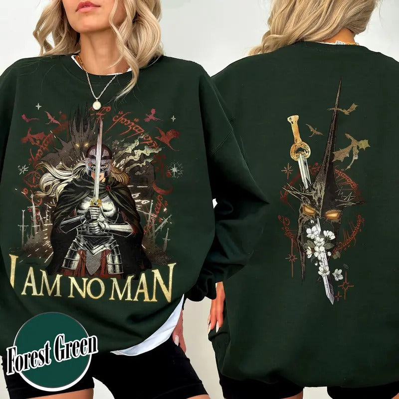 I Am No Man Sweatshirt, Fantasy Dragon Bookish Shirt, Fantasy Merch Shirt, Fantasy Book Lover Shirt, Book Gift