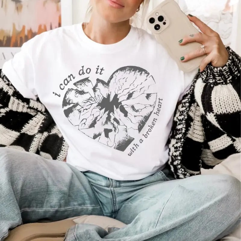 I Can Do It With A Broken Heart Graphic Shirt, Music Lover Gift for Fan, Unisex Heavy Cotton for Men & Women