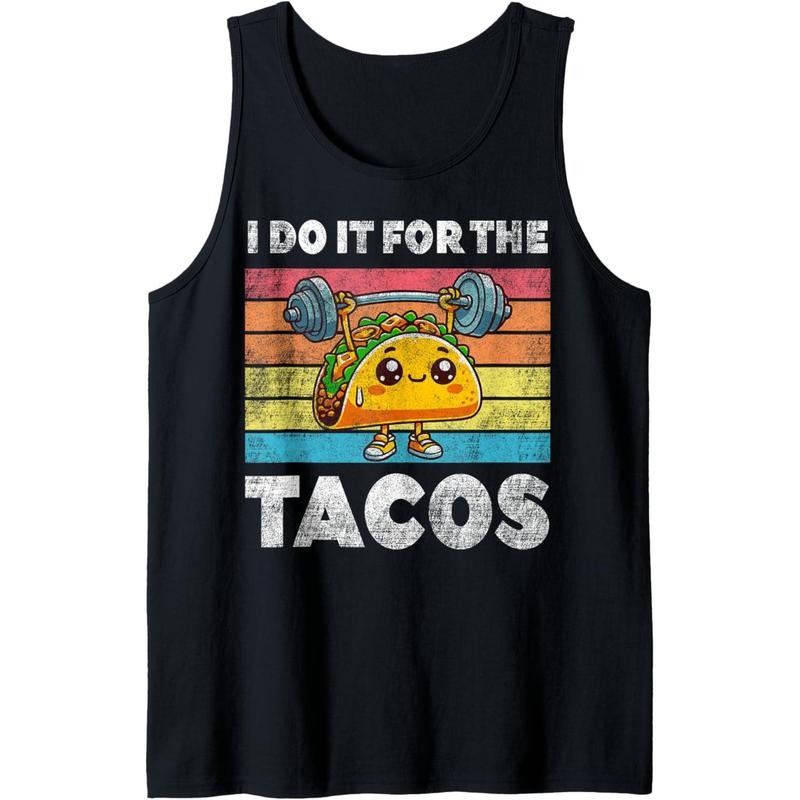I Do It For The Tacos Mexican Workout Retro Taco Tuesday Tank Top made in usa