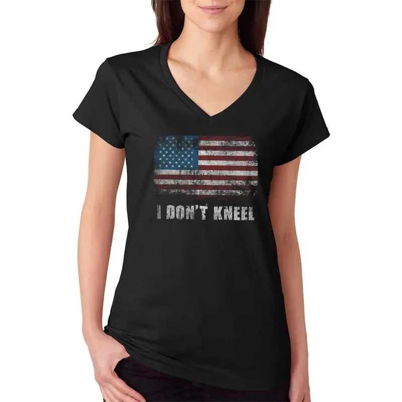 I Don't Kneel American Pride Women's V-Neck T-Shirt