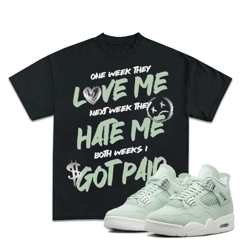 I Got Paid Match 4s Seafoam Outfits Sneakers, Unisex Y2K Graphic Tee, Fitted Cotton T-shirt for a Streetwear Upgrade
