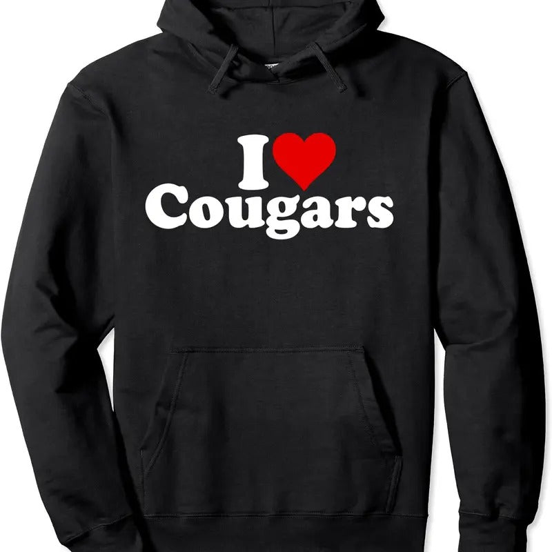 I LOVE HEART COUGARS SEXY OLDER WOMEN Pullover Hoodie | Unisex Hooded Sweatshirt