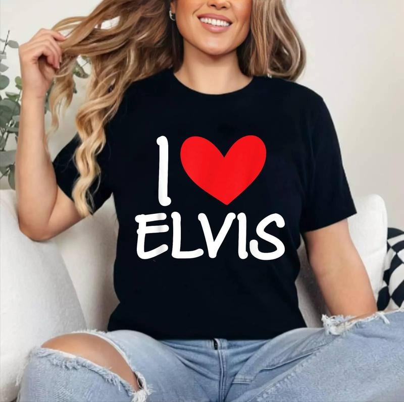 I Love Elvis Name Personalized Men Guy BFF Friend Heart T-Shirt | Cotton 100%, Crewneck, Top Womenswear