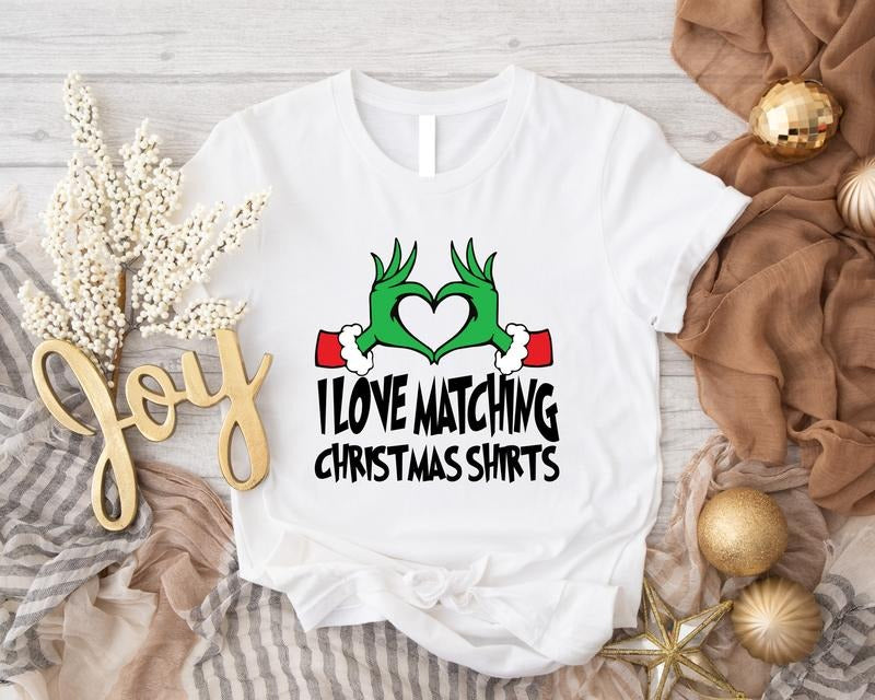I Love Matching Christmas Shirts, Funny Christmas Group Tee, Trendy Couples Xmas Outfit, Family Holiday T-Shirt, Matching Christmas Lover Gift Tee.