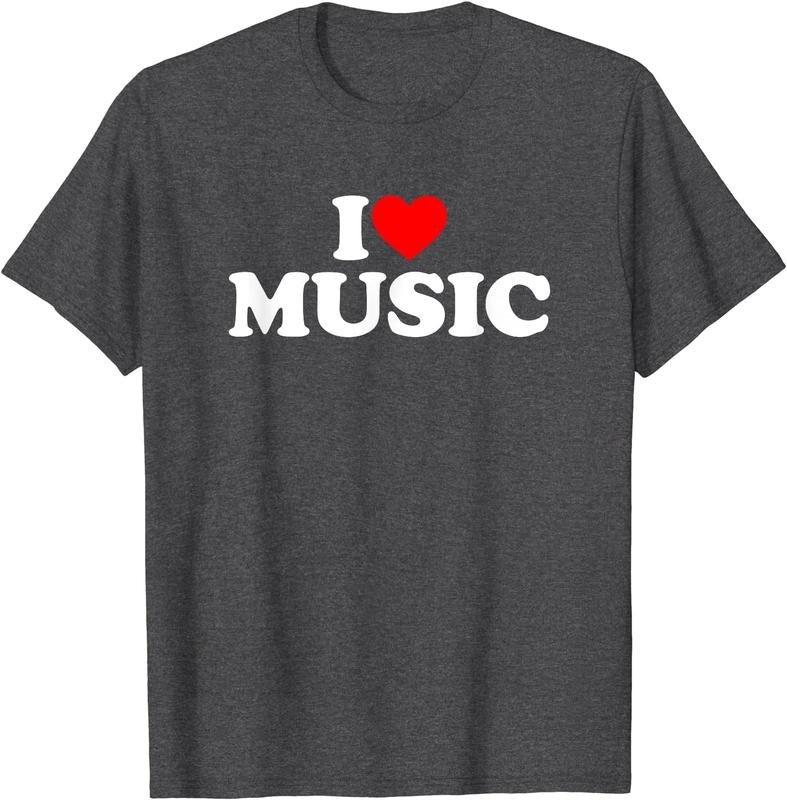 I Love Music T-Shirt | Unisex Cotton Tee, Size S-5XL