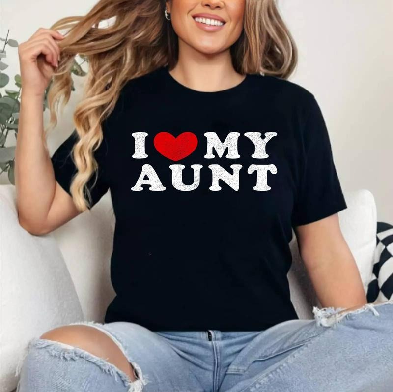 I Love My Aunt, I Heart My Aunt T-Shirt | Cotton 100%, Crewneck, Top Womenswear