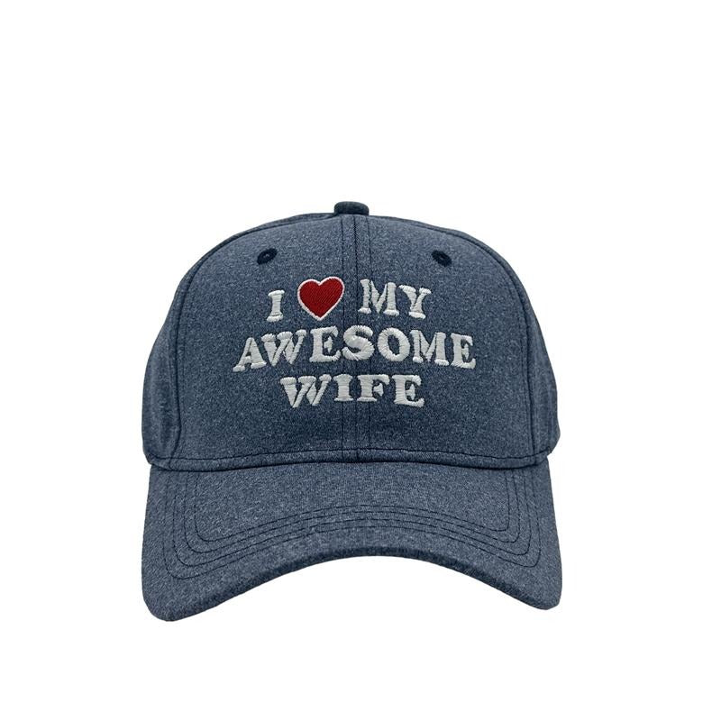 I Love My Awesome Wife Hat Funny Cute Married Valentines Day Cap Funny Hats Love Novelty Caps for Men Blue - Standard