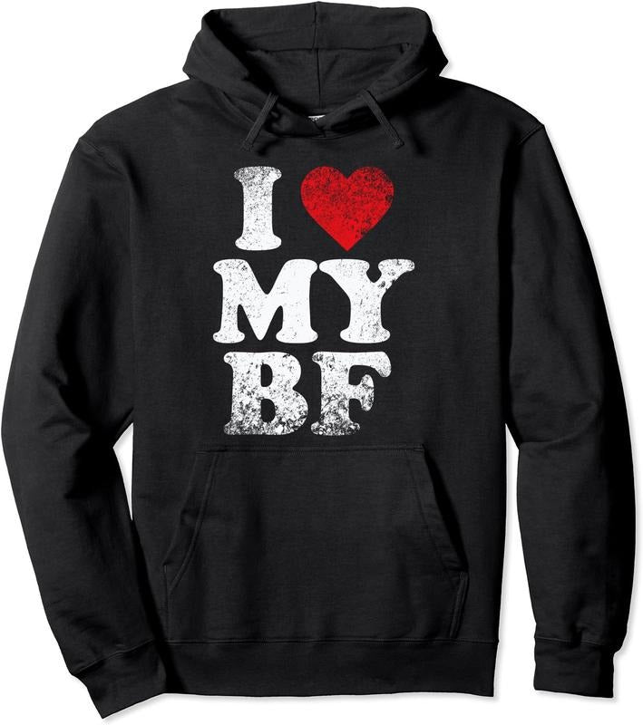 I Love My Boyfriend, I Heart my BF Pullover Hoodie | Unisex Hooded Sweatshirt
