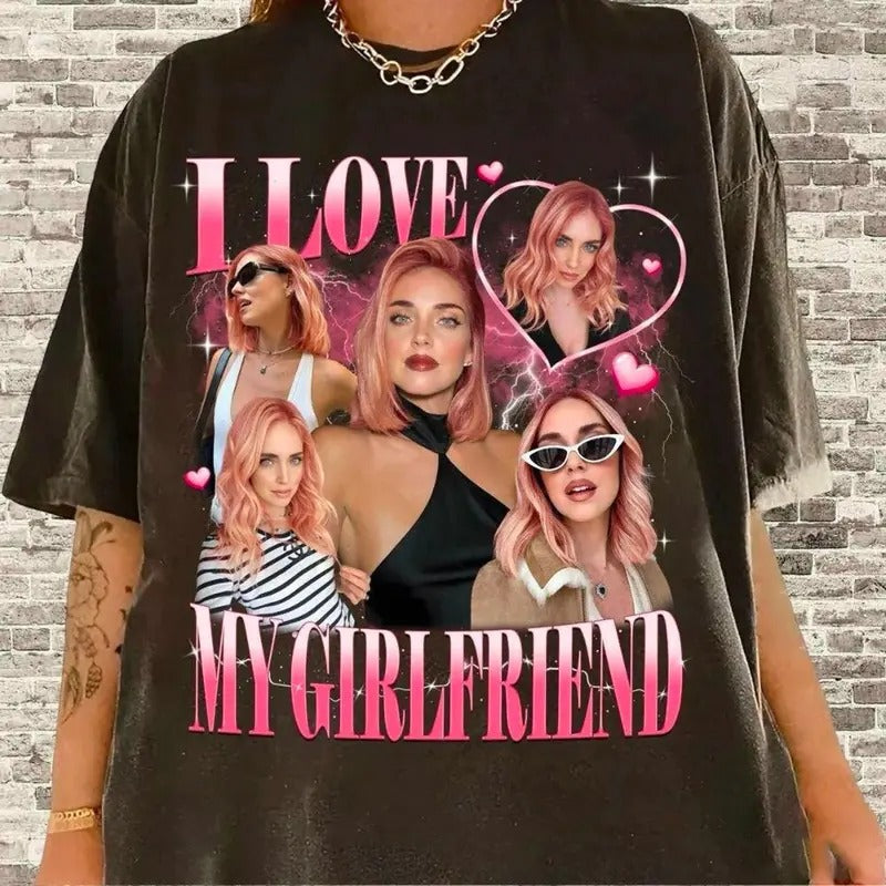 I Love My Girlfriend Shirt Custom Photo, Valentine Gift I Love My Girlfriend Custom Picture, Girlfriend Bootleg Sweatshirt, 90s Bootleg Shirt
