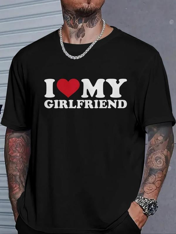 I Love My Girlfriend Shirt, Boyfriend Gift, I Heart My Girlfriend Shirt, Retro Shirt For Couple, Funny Valentine's Gift, Classic Unisex T-Shirt, Gifts For Him, Short Sleeve Tee Shirt Man Menswear