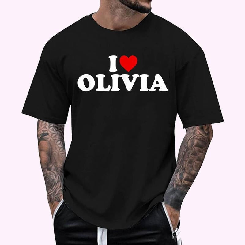 I Love Olivia - Heart T-Shirt , Unisex Cotton 100%, Top Menswearstyle{n002}2