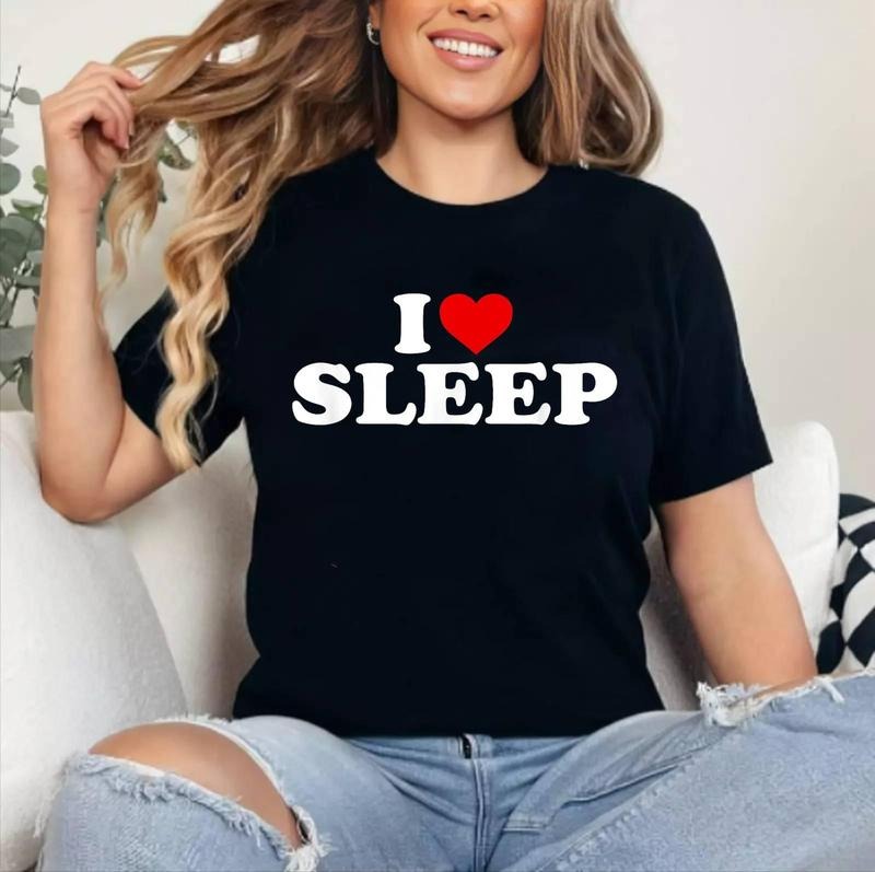I Love Sleep - Heart T-Shirt | Cotton 100%, Crewneck, Top Womenswear