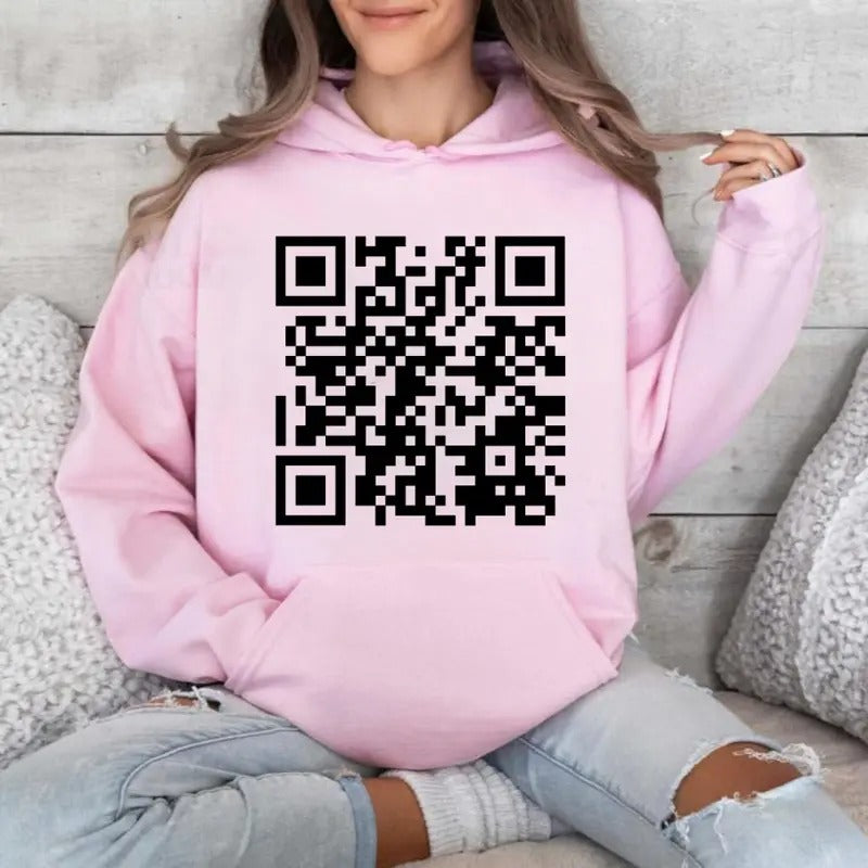 I Love You QR Code Hoodie, QR Code I Love You Valentine's Hoodie, Valentines Gifts, Gift For Her, Gift For Him, Classic Fabric Top Clothing Medium