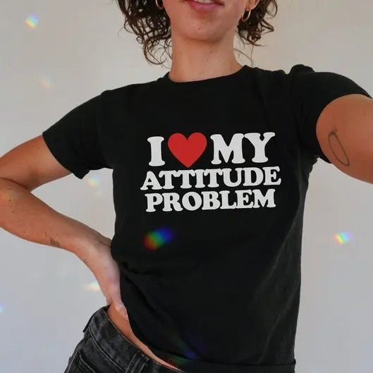 I Love my Attitude Problem T-Shirt, Unisex, Gift, Graphic T Shirt, Gift For Him, Gift For Her, Menswear Cotton Classic Casual Basic Short Sleeve
