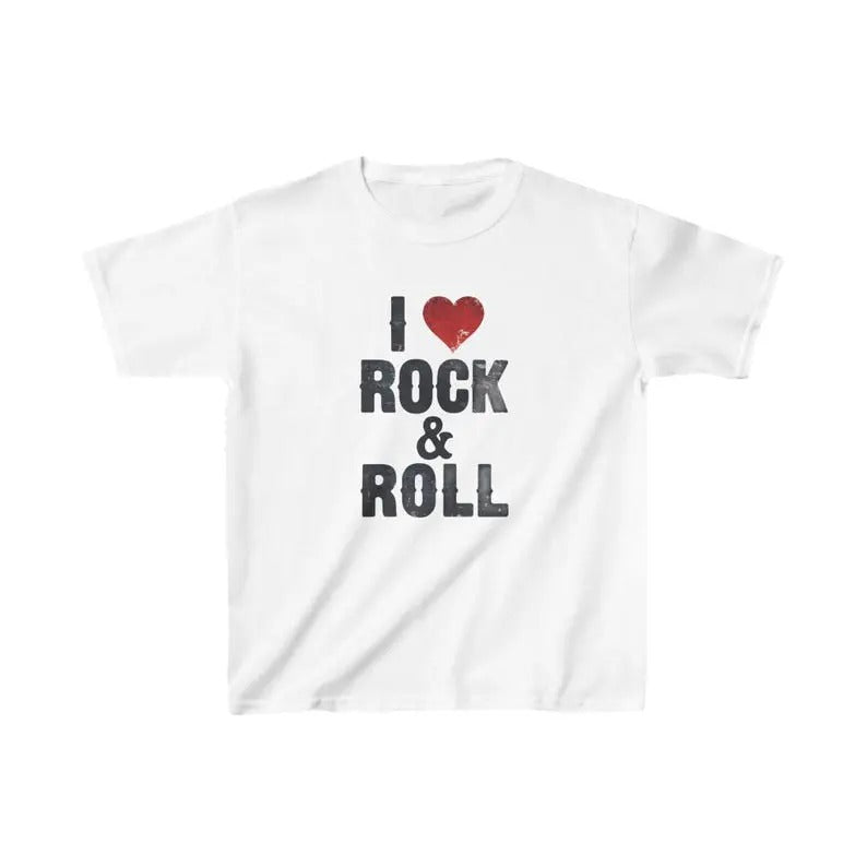 I love Rock and Roll Heavy Cotton Tee, Retro TShirt, Rock N Roll Kid, Kids Fun Shirts, Nostalgic, Vintage Rocks, Gift For Him, Gift For Her, I love T-Shirt, I heart shirt, Love Shirt, Unisex Shirt