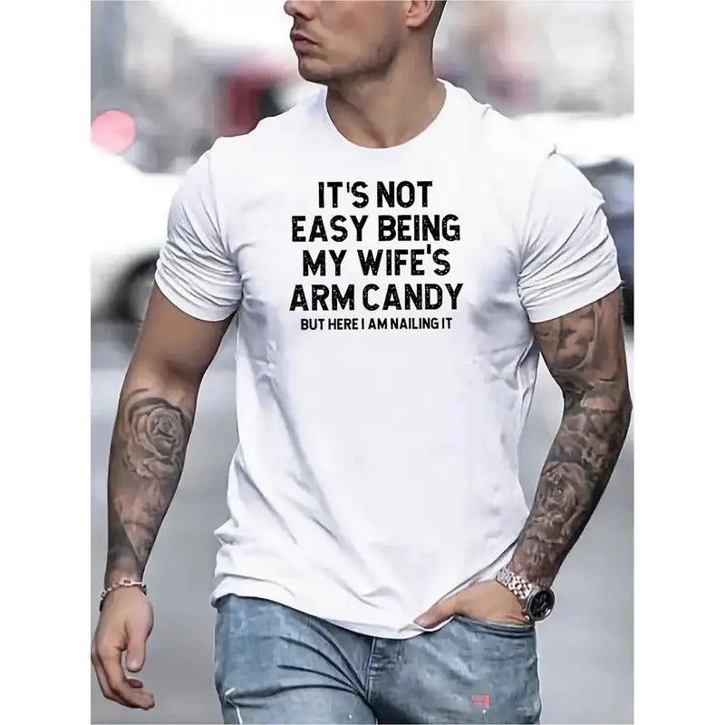 I love my wife Printed T-shirt, men's T-shirt, casual and comfortable breathable short sleeve T-shirt, summer classic fashion trend T-shirt, 100% cotton T-shirt Made in USA