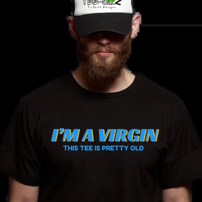 I'm a Vergin Mens' Funny T-Shirt - Classic Design, Short Sleeve, Suitable for All Occasions - Top, Menswear Cotton Tshirt Casual Shortsleeve