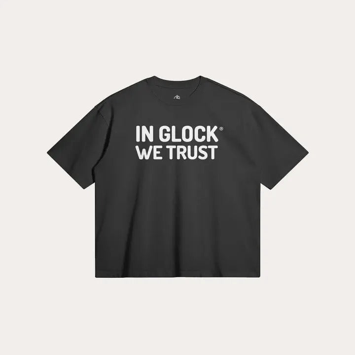 IN GLOCK WE TRUST TEE Vintage T-Shirt Top Menswear 2 Sides