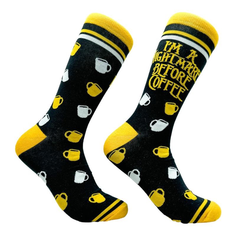 Im A Nightmare Before Coffee Socks Funny Halloween Caffeine Lovers Footwear Funny Socks