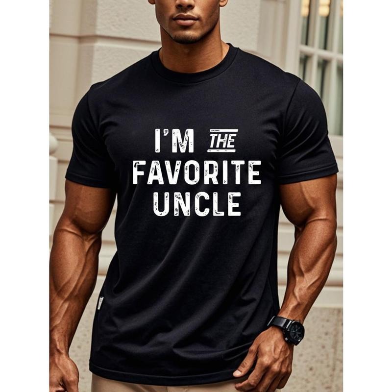 Im The Favorite Uncle Graphic Humor Funny TShirt, Uncle Birthday Gifts, Crew Neck Graphicng, Weekend Casual, Regular Fit, Moisture - Wicking, Moisture-Wicking, Casual Daily Style, Men's T Shirts, Men's Clothing For Summer Outdoor, Going Out Made in USA