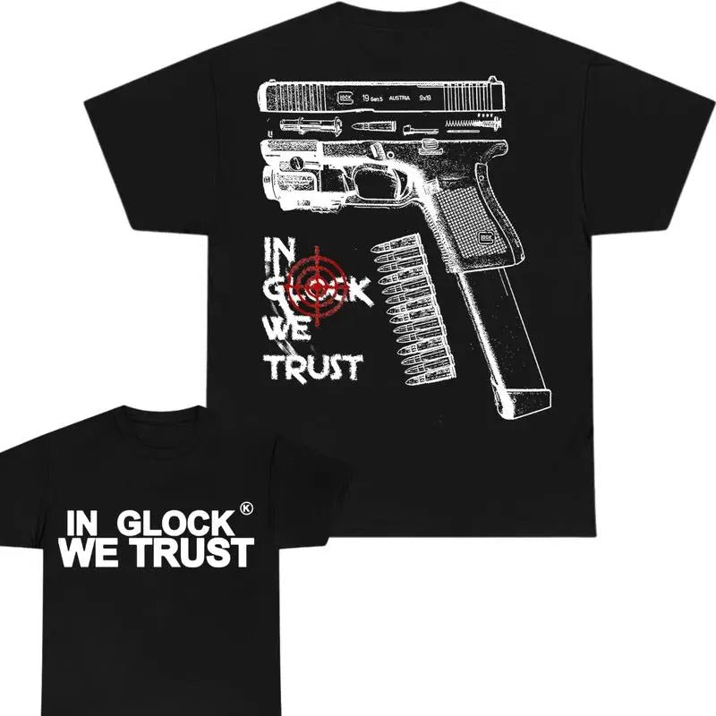 In Glock We Trust T-shirt, Glock Shirt, Disassembly Glock T-Shirt, Sarcastic Graphic Tee, Unisex Classic Cotton Tee with a Two-Sided Graphic Print in All Sizes, For Him, For Her