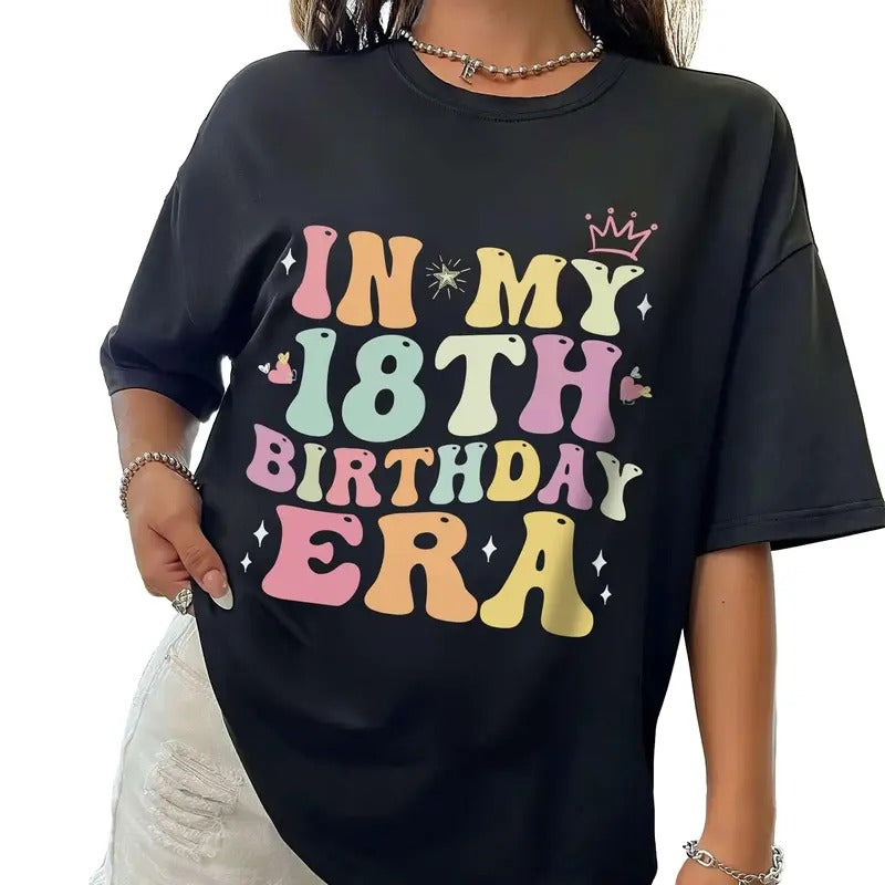In My 18th Birthday Era T Shirt, Retro Girl Birthday Shirt, My Birthday Era Shirt, 18th Birthday Party Girl Shirt, Unisex T-Shirt, Short Sleeve Tee Shirt, Gifts For Christmas Birthday Mothers Day Anniversary Fit Top