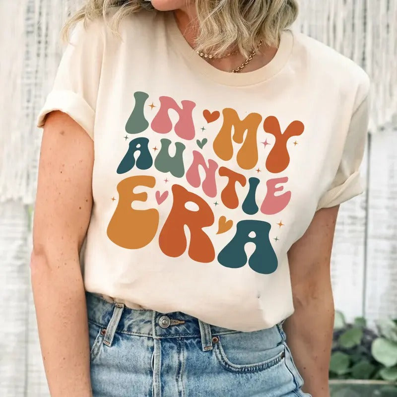 In My Auntie Era T-shirt, Aunt Shirt, Gift for Aunt, Retro, Concert, Auntie Gift, Auntie T-shirt Cotton Fabric