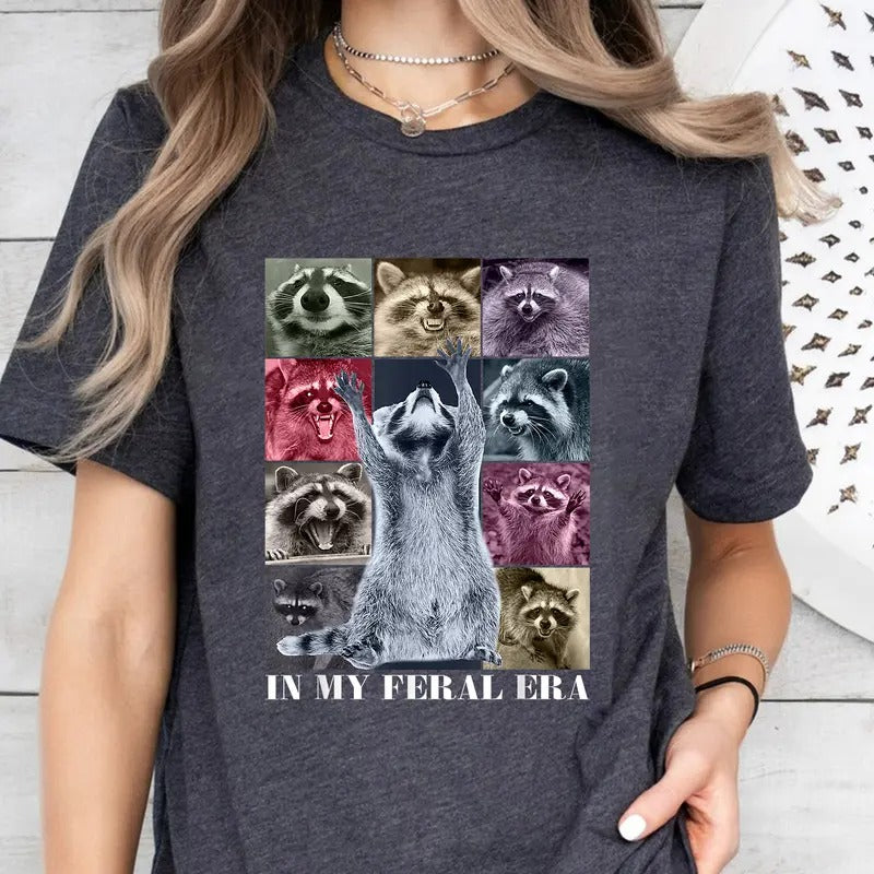 In My Feral Era Shirt, Raccoon Lovers, Funny Racoon Tee, Retro Possum Tshirt, Weird T Shirt, Nostalgia T Shirt, Silly Gift, Funny Raccoon Shirt